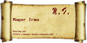 Mager Irma névjegykártya